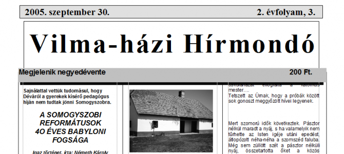 Vilma-házi Hírmondó 4 évfolyama – 2004-2008-ig